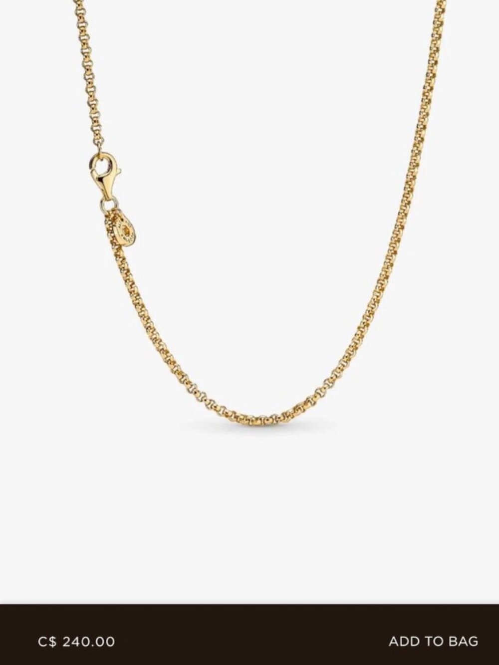 Pandora Rolo Chain Necklace 14k Gold-Plated 23.6 Inch